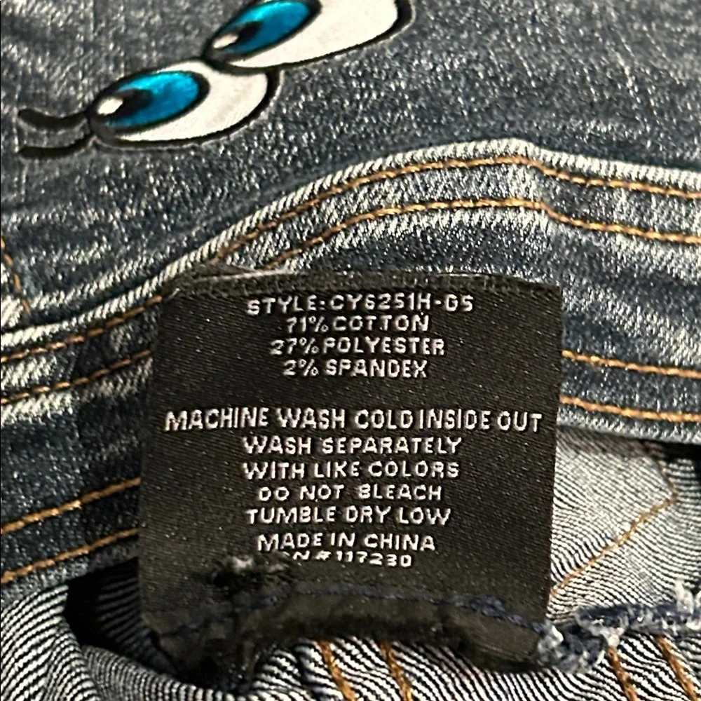 Malibu Sugar Girls Denim Sleeveless Vest with Emoji Design Size 8T